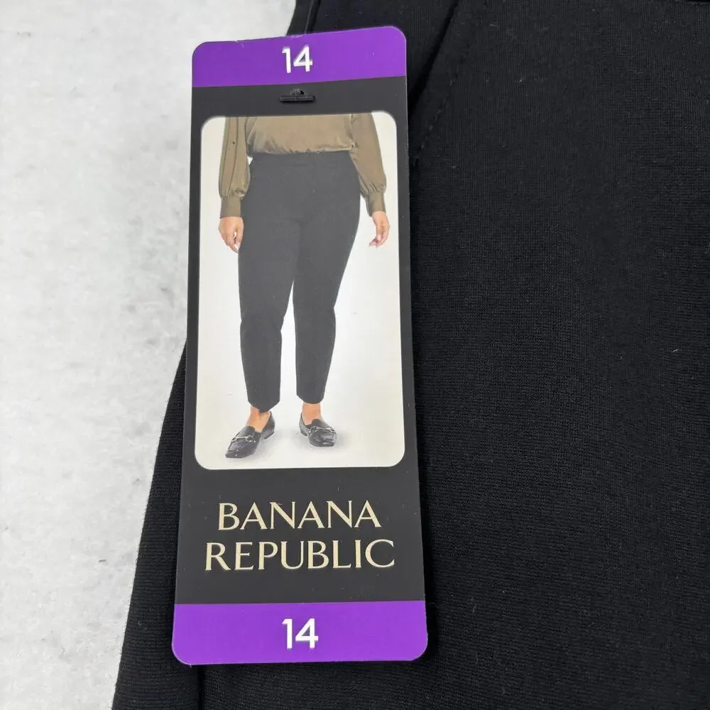 Banana Republic Pont Knit Pant Womens Size 14 Black High Rise Stretch Minimalist - Picture 10 of 15